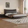 Cama Tapizada de Cuero Moderna Minimalista con Respaldo Alto para Dormitorio Principal Cama Doble de 1.8m Hogar B&B Minimalista Lujo Ligero