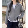 Outono Inverno 2026 Estilo Europeu 100% Lã Cardigã Feminino Espessado com Capuz e Zíper Estilo Preguiçoso Solto Casaco de Caxemira