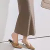 Saia Midi Longa de Tricô Simples Lisa de Cor Sólida Cintura Alta Reta Mistura de Lã Cashmere para Pessoas Altas Solta Valoriza Versátil