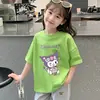 Camiseta de Manga Corta para Niña Moda de Verano Nueva Elegante Top Tendencia Niña Niño Mayor Algodón Puro Delgado Holgado Media Manga