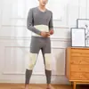 Conjunto de roupa íntima térmica grossa com forro de fleece masculino outono e inverno leggings veludo dupla face escovado calça comprida