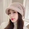 Gorro de Tricô para Mulheres, Cor Sólida Outono e Inverno, Gorro Slouchy, Novo Gorro Quente Pulôver, Gorro de Lã Branco para Proteger as Orelhas ao Ar Livre