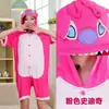 Camisa de Algodão de Verão Desenho Animado Pikachu Stitch Infantil para Ar Condicionado Roupas Caseiras Masculinas e Femininas Macacão de Manga Curta Dinossauro Panda