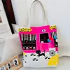 Bolso de Hombro Nuevo Estampado, Bolso de Lona para Mujer de Mano, Bolso Tote Estilo Coreano de Gran Capacidad, Bolso Artístico para Estudiante