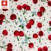 Tela de algodón con estampado de frutas, cerezas, cerezas, lunares pequeños, para ropa infantil, venta al por mayor
