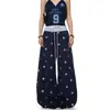 Comércio Transfronteiriço Calça Pantalona Patchwork Estampa de Estrela Preguiçosa Calça de Moletom de Verão Calça Casual com Cintura Versátil e Caimento Solto