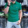 Camisa polo europeia de luxo leve e de alta qualidade, com logotipo distinto, manga curta, ajuste fino, novo estilo, verão 2025