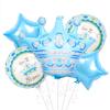 Globo de película de aluminio con forma de corona de cumpleaños moldeada transfronteriza, decoración de fiesta de cumpleaños de princesa en polvo azul, globo decorativo
