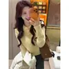 Elegante y único suéter de punto con solapa de bordado trenzado para mujer, otoño e invierno, de manga larga, top distintivo y hermoso