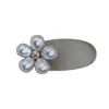 Presilha de Cabelo Flor de Liga Metálica com Strass e Pérolas Estilo Coreano Presilha Bico de Pato Exclusiva de Alta Qualidade Presilha para Franja Rebelde Acessórios de Cabelo Femininos