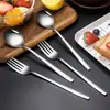 Aço Inoxidável 304 Colher Garfo Estilo Coreano Cabo Longo Colher de Mistura Colher de Sobremesa Colher de Sopa Colher de Jantar Doméstica Colher Grande
