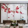 Papel tapiz de flor de ciruelo estilo chino moderno, sofá, pared de fondo de TV, mural de tapa dura, papel tapiz floral y de pájaros para sala de estar, revestimiento de pared floral
