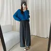 Pantalones de Lana Acetato Carambola Estilo Abuela Invierno Nuevo Estilo Coreano Engrosados de Lana Dobladillo Enrollado Cintura Alta Caída Casuales