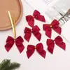 Decoraciones de lazo de poliéster navideño transfronterizo Lazo atado con alambre de borde dorado DIY Colgante decorativo para corona de árbol de Navidad