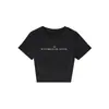 Camiseta Negra de Cuello Redondo y Manga Corta para Mujer, Nuevo Estilo de Verano, Diseño de Letras Americanas, Top Adelgazante Hot Girl