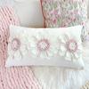 Almofada Decorativa Floral Estilo Francês Retro Luxo Leve Jardim de Monet, Estilo Pastoral, Almofada Rosa e Verde Delicada, Almofada para Sofá de Sala de Estar