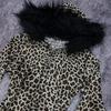 2025 Aliexpress Productos Nuevos Transfronterizos Europeos y Americanos Moda Retro Estampado de Leopardo Felpa con Visera Sudadera Sexy Ajustada para Mujer