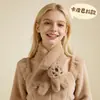 Cachecol Cruzado Curto de Pelúcia com Desenho de Animal Fofo Dupla Face para Mulheres, Aquecedor de Pescoço Versátil Quente de Inverno para Estudantes