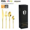 Cubiertos transfronterizos de 24 piezas de acero inoxidable, juego de vajilla, cuchillo, tenedor y cuchara, hogar, cintura pequeña, caja de regalo de cuatro piezas