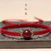 Pulsera de Arena Dorada Púrpura Cinabrio Natural Fallin para Mujer, Cuerda de Mano Tejida, Joyería de Pulsera de Arena Dorada Púrpura, Cuerda Roja Benmingnian
