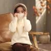 Suéter para Niña 2025 Otoño/Invierno Nuevo con Bordado de Hilo Dorado de Elefantito, Cuello Redondo, Lindo y Versátil, Suéter de Moda Engrosado y Forrado de Felpa