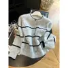 Nuevo cárdigan de punto a rayas suelto y casual estilo coreano para otoño e invierno para mujer, con un diseño único, suéter abrigo de moda para mujer