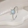 Anel Gatinho Brilhante de Diamante Aberto Ajustável Design Criativo Super Lindo Gato Azul Dedo Indicador Anel de Cauda para Mulheres