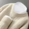 Suéter 100% Lana Pura para Hombre, Cuello Redondo, Tejido, Cálido, Suave, Agradable para la Piel, Moderno, Casual, Capa Base