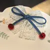 Nueva decoración de zapato con lazo de cereza con pedrería brillante, hebilla para cordones de zapato con lazo, decoración de cadena para zapatos, hebilla de flor de perla para ballet