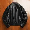 Chaqueta de Piel para Hombre con Cuello de Solapa, Estilo Primavera y Otoño, Talla Europea, Venta Directa de Fábrica, Color Negro, en Stock con Etiquetas, Estilo Deportivo