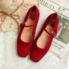 Zapatos de Cuero de Artesano con Piel de Caballo, Punta Única, Pulido a Mano Vintage, Suela Plana Simple y Correa Única, Zapatos Mary Jane para Mujer, Nuevos para Primavera