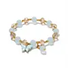 Pulsera de Cristal Imitación Jade Esmaltado Mariposa para Niños Pulsera de Cuentas Verano Niñas Puesto de Guardería