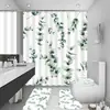 Cortina de Ducha con Hojas Verdes Impresas Serie de Animales y Plantas Jit Transfronterizo Temu Cortina Divisoria de Baño Artículo Más Vendido