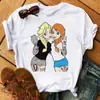 Amazon desejo manga curta Europeu e Americano divertido Estampa de Princesa padrão gola redonda manga curta camiseta top feminino AliExpress