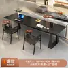 Escritorio de computadora estilo retro wabi-sabi de madera maciza, mesa de comedor rectangular pequeña negra, banco de trabajo, mesa de té