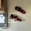 Sapatos Femininos de Salto Bloco com Tira Única 2026 Novos Sapatos Femininos de Primavera com Tira de Velcro Mary Jane Baixo Salto Alto