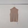 Pinrong Esencial de Capas Suéter de Punto 100% Lana para Mujer, Color Sólido Sin Mangas Ajustado Chaleco Camiseta Interior