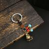 Llavero con colgante de coche Xiangyun Hulu de cobre y latón para hombre y mujer, con forma de moneda de la fortuna, estilo vintage de los cinco emperadores.