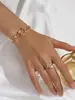 Pulsera de Joyería Popular Transfronteriza de Zirconia Microincrustada de Lujo Ligero para Mujer, Pulsera Hueca de Alta Gama con Estrella de Cuatro Puntas, Pulsera Estilo Celebridad de Internet