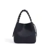 Bolso Cubo de Piel de Vaca de Primera Capa Estilo Primavera, Bolso de Mano Tejido de Cuero Genuino de Alta Calidad, Bolso Cruzado Versátil y Elegante para Mujer