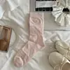 Calcetines Finos de Marca de 26 Años para Primavera/Verano, Estilo Coreano, Inspirados en Ballet, con Moño Bordado, Huecos, Transpirables, Sin Costuras, hasta la Mitad de la Pantorrilla, Zhejiang