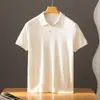 Levemente Maduro Casual para o Trabalho Respirável Gola Lapela Polo de Negócios Masculino Verão Tricô de Alta Qualidade Manga Curta Roupa Masculina Camiseta Gola Gaivota