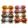Novos Óculos de Sol Macaron Dinamarquês Matte Óculos de Sol Infantis Trendy Round Frame Vintage Óculos Mocha