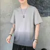 Camiseta de Manga Curta Masculina Tendência Verão Solta Meia Manga 2024 Nova Internet Tendência Ins Simples Estampada