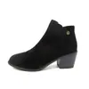 Botines de tobillo con tacón grueso de punta redonda de terciopelo nuevos transfronterizos para mujer, cremallera lateral transfronteriza, casual, delgados, tacón medio Amazon