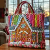 2026 Nuevo Bolso Tote Acolchado Bordado de Moda Navideño Estampado Digital Transfronterizo Bolso de Algodón Casual para el Trabajo