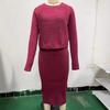 Conjunto de Moda Transfronterizo Europeo y Americano para Mujer 2025 Sitio Independiente de Amazon, Nuevo Conjunto de Otoño: Top de Manga Larga acanalado y Vestido de Tirantes