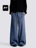 Pantalones Deportivos Retro Americanos Fengmei para Hombre y Mujer, Estilo Urbano Holgado, Cintura Elástica con Cordón, Estampado Redondo, Pantalones Casuales de Pierna Ancha