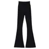 Calças pantalona plus size femininas para primavera e outono de 2026, novas leggings pretas de cintura alta emagrecedoras que levantam o bumbum com microflare para yoga