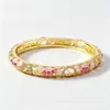 Nuevo Pulsera de Esmalte Multicolor Estilo Chino con Diseño Hueco Incrustado de Diamantes Florales, Disponible Exclusivamente para Ventas Transfronterizas, En Stock y Se Puede Mezclar para Pedidos al por Mayor